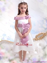 Off The Shoulder White Little Girl Pageant Dress with Flower and Bowknot WMDLG003FOR
