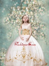 Perfect Ball Gown Scoop Little Girl Pageant Dresses in White and Gold LGZY089FOR