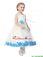 Perfect Scoop Little Girl Pageant Dress with Aqua Blue Hand Made Flowers THLG094-2FOR