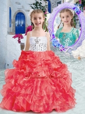Perfect Spaghetti Straps Little Girl Pageant Dresses with Beading and Ruffles PAG256FOR
