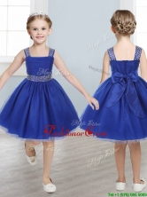 Perfect Straps Royal Blue Little Girl Pageant Dress with Beading and Bowknot THLG033FOR