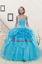 Popular Aqua Blue Little Girl Pageant Dress with Appliques and Pick Ups for 2015 XFLGA37FOR