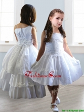Popular Asymmetrical Neckline Detachable Flower Girl Dress with Appliques THLG055FOR