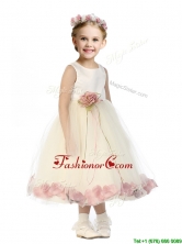 Popular Scoop Tulle Little Girl Pageant Dresses with Hand Made Flowers and Appliques THLG095-2FOR