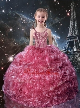 Pretty Straps Little Girl Pageant Dresses with Beading for Fall  LGDTA95002FOR