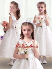 Romantic Scoop Flower Girl Dresses with Appliques and BowknotFGL242FOR 