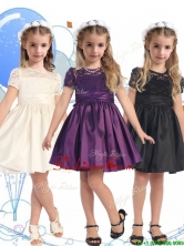 See Through Scoop Short Sleeves Little Girl Pageant Dress with Lace and Belt THLG088FOR