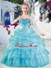 Simple Spaghetti Straps Little Girl Pageant Dresses with Appliques and Bubles PAG282FOR