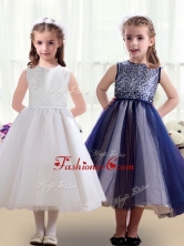 Sweet Scoop Ruching Tea Length Flower Girl DressesFGL253FOR