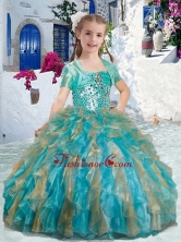Sweet Spaghetti Straps Little Girl Pageant Dresses with Beading and Ruffles PAG285FOR