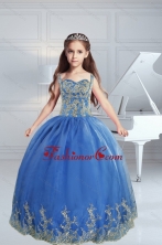 The Most Popular Straps Appliques 2015 Royal Blue Little Girl Pageant Dress XFLG5690FOR