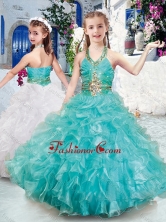 Top Selling Halter Top Little Girl Pageant Dresses with Beading and Ruffles PAG294FOR