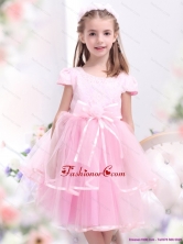 Unique Bownot and Appliques 2015 Little Girl Pageant Dresses in Rose Pink WMDLG032FOR