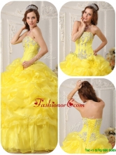 Cheap Beading and Ruffles Quinceanera Dresses in Yellow  QDZY054EFOR