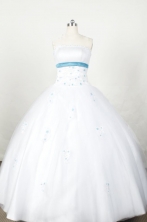 Cute Ball Gown Strapless Floor-length White Organza Appliques Quinceanera dress Style FA-L-043