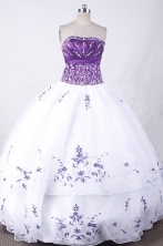 Exclusive Ball Gown Strapless Floor-length White Organza Embroidery Quinceanera dress Style FA-L-007