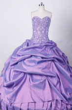 Exclusive Ball Gown Sweetheart Floor-length Lilac Taffeta Beading Quinceanera dress Style FA-L-017