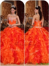 Exquisite Orange Quinceanera Gowns with Appliques and Beading for 2016   QDZY061CFOR