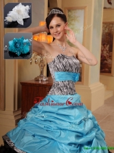 Fashionable Ruffles and Pick Ups Quinceanera Gowns in  Zebra for 2016QDZY434CFOR