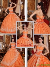 Latest Beading and Appliques Quinceanera Gowns in Orange Red QDZY308DFOR