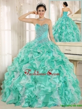 Modern Beading and Ruffles Apple Green Quinceanera Dresses  ZY791AFOR