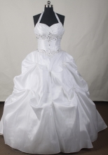Simple Ball Gown Halter Floor-length White Quinceanera Dress LJ2639