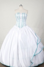 Sweet Ball Gown Strapless Floor-length White Taffeta Beading Quinceanera dress Style FA-L-064