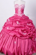 Sweet Ball Gown Sweetheart Floor-length Fuchsia Taffeta Appliques Quinceanera dress Style FA-L-018