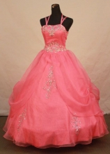 Wonderful Ball Gown Strap Floor-length Waltermelon Appliques Quinceanera dress Style FA-L-381
