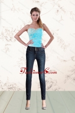 2015 Baby Blue Fashionable Corset with Beading and Appliques XFNAO011TZDFOR
