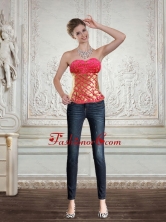 2015 Cute Strapless Multi Color Corset with Beading and Embroidery QDZY429TZDFOR