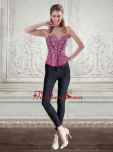2015 Cute Sweetheart Fuchsia Corset with Beading LFY091906TZDFOR