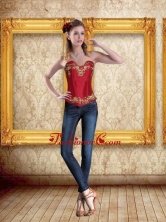2015 Cute Sweetheart Wine Red Corset with Embroidery ZY775TZDFOR