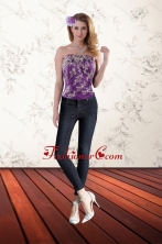 2015 Hot Seller Purple Strapless Corset with Appliques XFNAO244TZCFOR