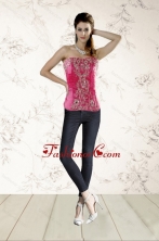 2015 Modest Beading Corset in Hot Pink XFNAO068TZCFOR