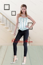 2015 Most Popular White Corset with Appliques and Beading XFNAO056TZDFOR