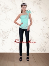 Apple Green One Shoulder Corset with  Hand Made Flower QDZY640TZDFOR