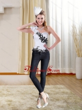 Black Embroidery Sweetheart White Corset with One Shoulder ZY734TZDFOR