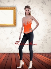 Gorgeous Sweetheart Orange Corset with Ruffles and Beading QDZY061TZDFOR