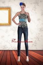 Multi Color Zebra Print Strapless Corset with Ruffles and Pick Ups XFNAO435TZCFOR