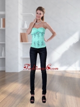 New Style Light Blue Strapless Corset with Embroidery QDZY590TZDFOR