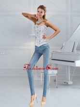 Popular Sweetheart White Corset with Ruffles and Beading QDZY152TZDFOR