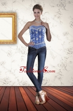 Royal Blue Strapless New Style Corset with Beading XFNAO881TZCFOR