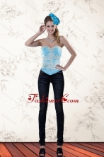 The Most Popular Ruffled Baby Blue Sweetheart Corset for 2015 XFNAOA45TZCFOR