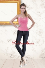 Unique Sweetheart Baby Pink Corset With Beading for 2015 XFNAO142TZDFOR