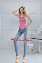 Wonderful Sweetheart Beading Coral Red Corset XFNAOA06CFOR