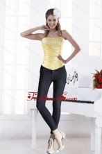 Yellow Strapless Elegant Beading Corset for 2015 XFNAO214TZCFOR