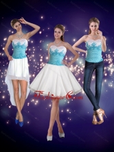 2015 Detachable Embroidery Sweetheart Prom Skirts in White and Blue QDML059TZB1FOR