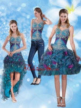 2015 Detachable Spaghetti Straps Prom Dresses with Hand Made Flower and Embroidery QDZY321TZB1FOR