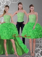 2015 Detachable Spring Green Strapless Prom Skirts with Beading and Ruffles QDZY257TZB1FOR